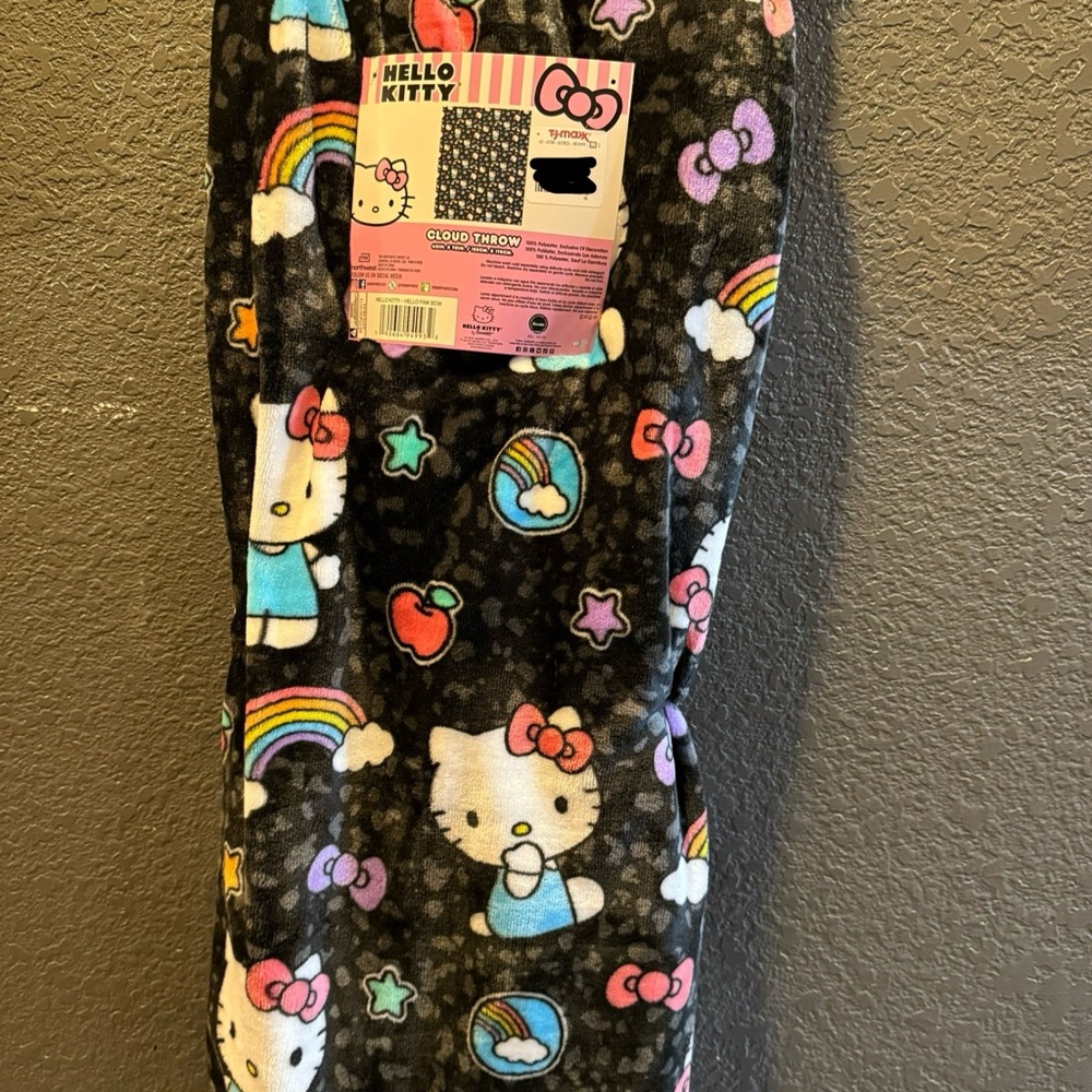 Hello Kitty Black Blanket with Colorful Accents